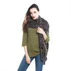 Simple design Hot sale long fringed knitted scarf to keep warm