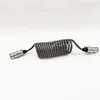 7 Way Black Telescopic Spiral Coiled Cable Trailer Tail Signal Lights ABS EBS Power Cord With Aluminum Plug