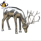 Simba22 Perfect Stainless Steel Polished Decorative Abstract Metal Statue Sculpture Stainless Steel Deer Sculpture