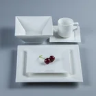 TAIQIAO China Manufacturer Square Shape Hotel Restaurant Used Dinnerware White Ceramic Porcelain Dinner Plates Set