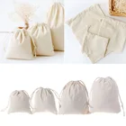 Wholesale custom logo printed reusable eco friendly ecological recycled canvas cotton drawstring tote bags