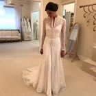 New Long Sleeve High Neck A Line Wedding Dress Bride Gown