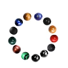 Natural Stone Lava Tourmaline Hematite Beaded Bracelet Men