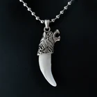 Pendant Necklace Stainless Steel Necklace Tibet Natural Bone Necklace Vintage Silver Wolf Tooth
