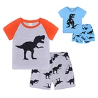 Custom 2019 Summer 100% Organic Cotton Baby Kids Boys Children Short Sleeve Pajamas 2Pcs Clothes Sets