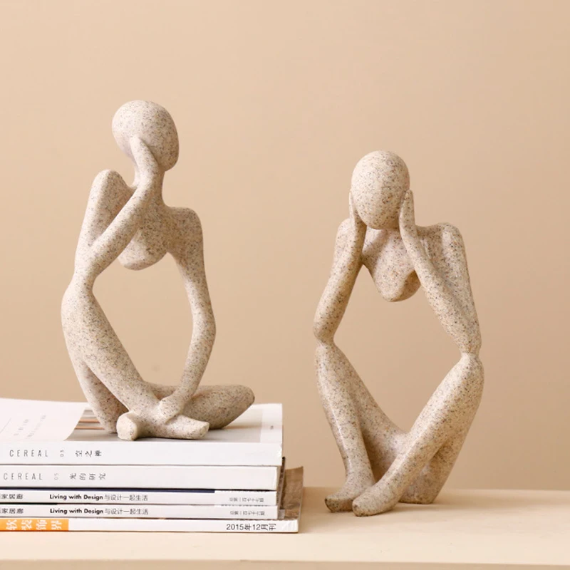 Modern European Style Forgetive Creative Abstract Miniature Office Home Decoration Sculptures Figurines Resin Thinker Statues