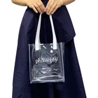 Ins Fashion Clear PVC Tote Handbags Promotional PVC Shopping Bag Custom Transparent Gift Bag
