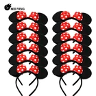 Factory direct sale Polka dot Cartoon Mouse ears headband Black plush sequin bow cat headband