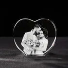 Customize Heart Wedding Gift Cristal Home Decor Gift Anniversary 3d Laser Photo Engraved Cube Crystal Block