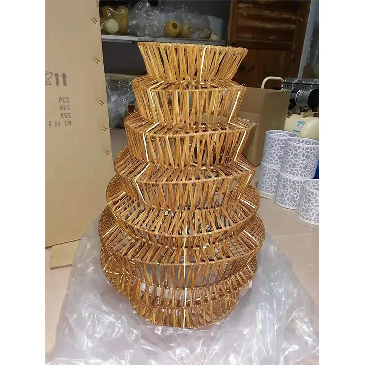 Fish basket shape natural handmade rattan chandelier bamboo wooden for restaurant resort pendant light