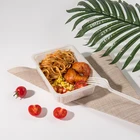 Disposable personalized rectangle plastic food storage container 24oz salad bowl