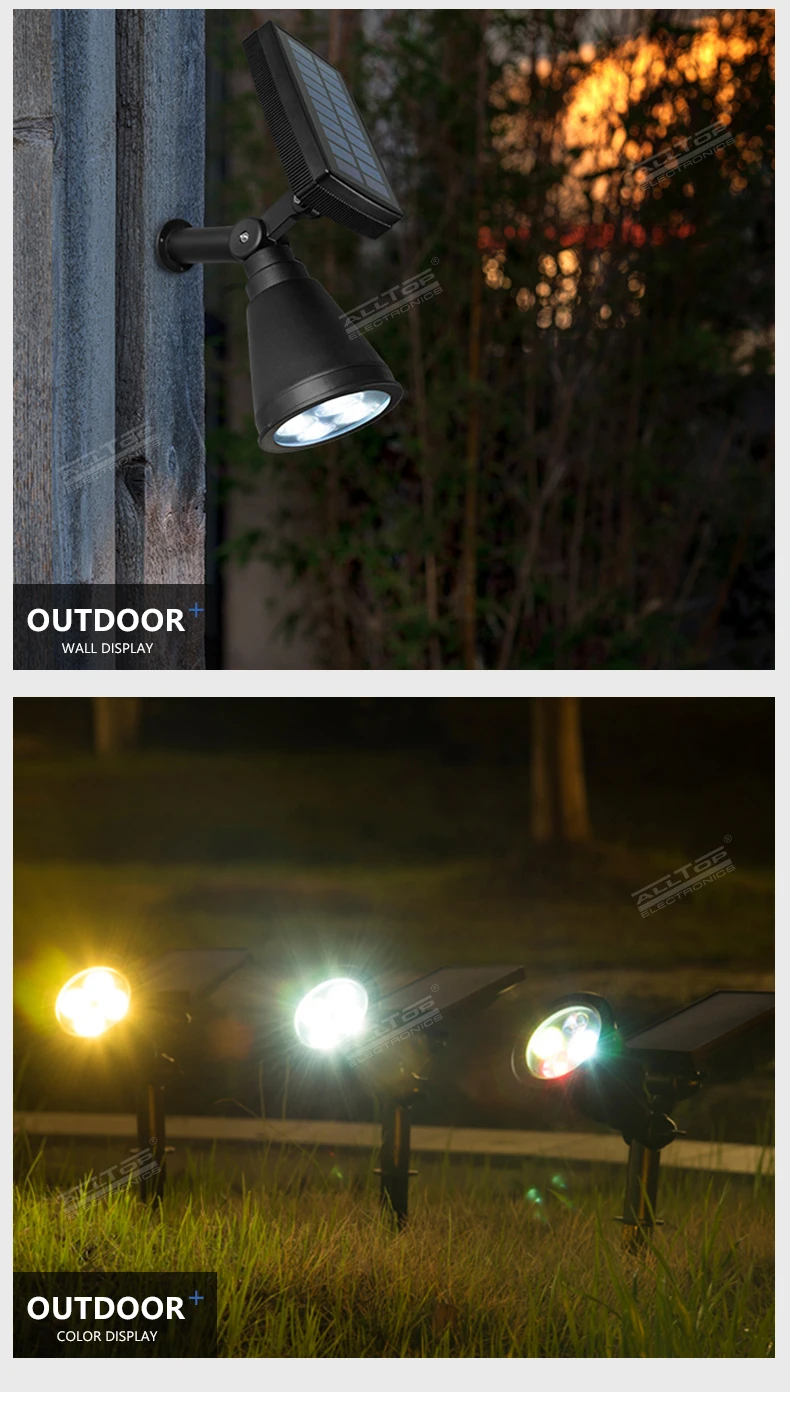 ALLTOP Energy saving outdoor waterproof IP65 4w landscape RGB solar LED spike lamp