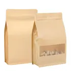 Biodegradable zipper stand up pouch food grade kraft paper packaging bag for food