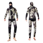 5mm Camouflage Spearfishing Wetsuits 2-Pieces Hooded Scuba Diving Suit for Men