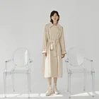 spring single-breasted vintage trench long coat women with belt