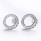 High quality Cubic zirconia circle sterling silver stud little girl earrings