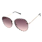 Free Sample Trend Metal Frame Women Sawtooth Gradient Rimless Cutting Sunglasses