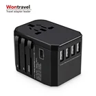 Fashion portable world universal travel adapter with four usb and type-c smart USB charger electrical plug socket