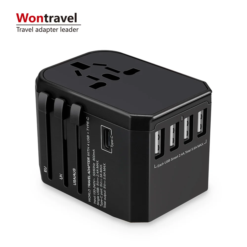 Мода портативный мир Универсальный адаптер для путешествий с четырьмя usb и тип-c smart USB зарядное устройство электрическая розетка