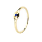 Blue Evil Eye Anillos De Ojos Gold Plated Tazanite Color Cubic Zircon Stone 925 Sterling Silver Eye Ring