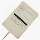 New arrival jewelry roll bag necklace rings jewelry organizer leather jewelry women roll