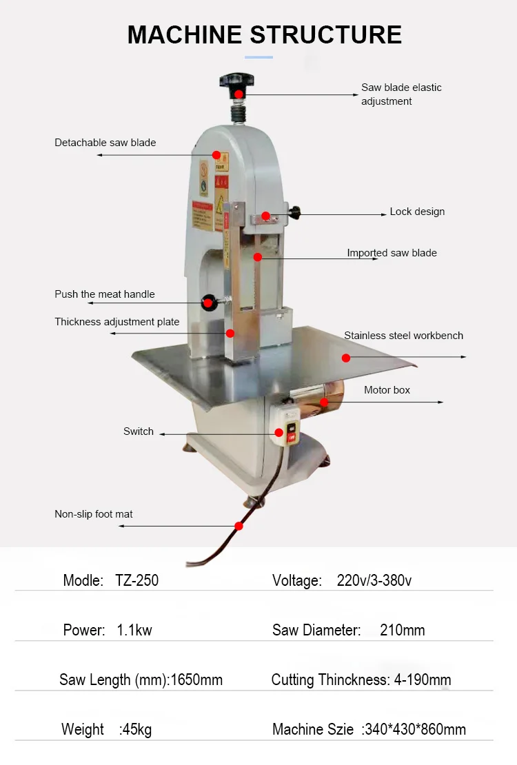 Factory Price Meat Bone Saw Machine Professional Cutting Frozen Meat Electric Butchers Bone Saw Machine Chicken Cutter factory