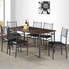 Custom Large Black Metal Wood 6 Chair Restaurant Dining Table Set