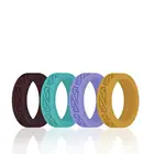 Silicone Wedding Ring Silicone Rubber Wedding Bands, Engraved Middle Line Beveled Edge Style