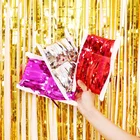 Party Decorations Supplier Metallic Foil Party Curtain Backdrop for Wedding Birthday Background Wall Decorations Kit 1*2m