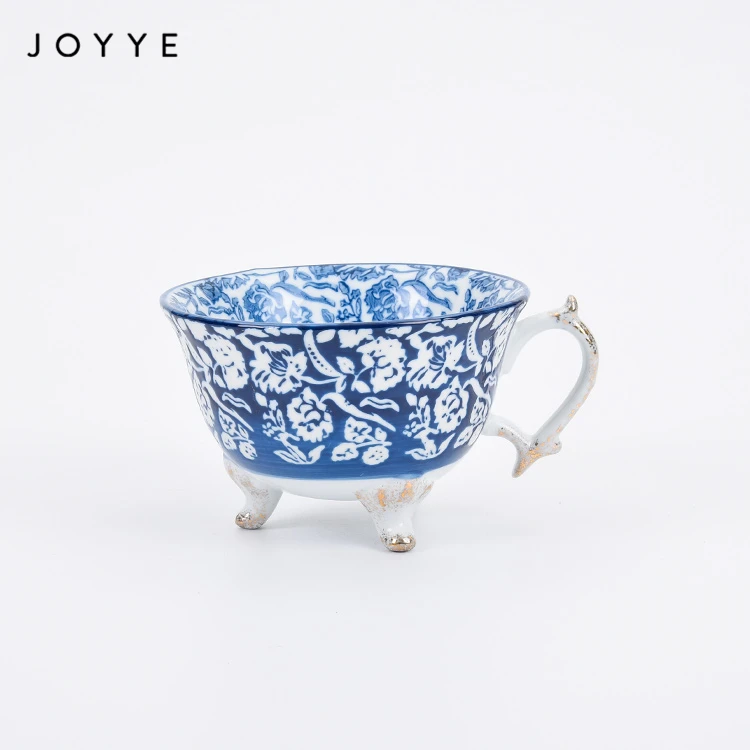 Joyye Hand Painting Three Footed Mug For Tea Flower Dinner Set Ml