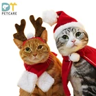 Pet Christmas Winter Costume Reindeer Hat Scarf Cloak Dog Accessories Cat Cosplay Clothes