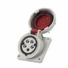 Oblique type EN/IEC60309 IP67 3P+E+N 32A 5pin waterproof female plug and wall mount industrial flush socket