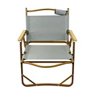 Folding camping aluminum lightweight moon chair for beach wood print