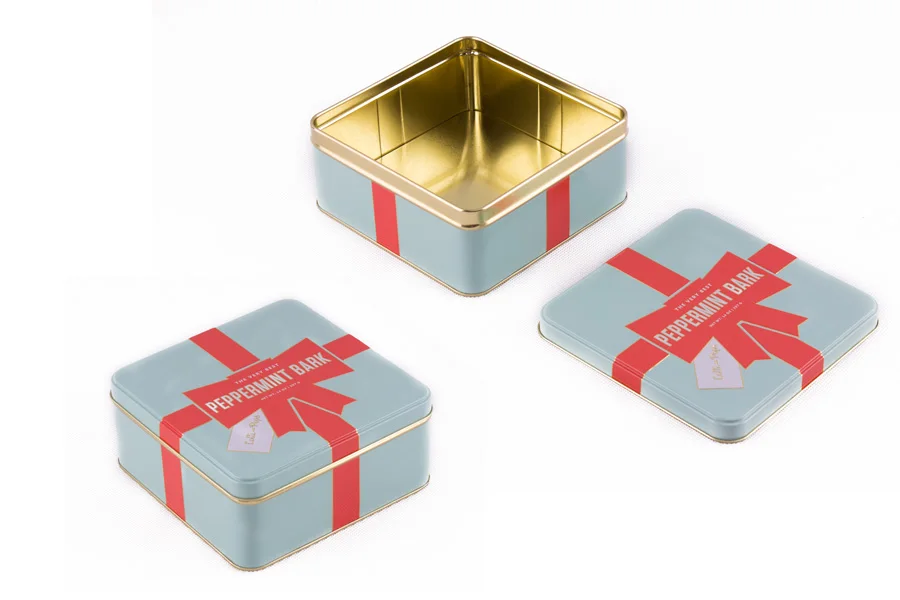 pretty design square shape tin can metal gift box