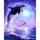 2019 hot wholesale crystal painting dolphin oil painting for riving Room decoration