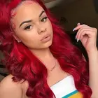 Superseptember Sunlight red human hair wig body Silk lace frontal vietnamese hair body wave transparent lace closure