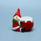 Christmas Ceramic Handmade Candle Snow Figurine Fancy Home Decoration Gift