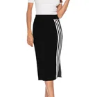 wholesale high waist elegant stripe office work bodycon midi skirt for women
