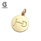 Roundness gold pendant making engraved logo custom charm metal jewelry tags for necklaces