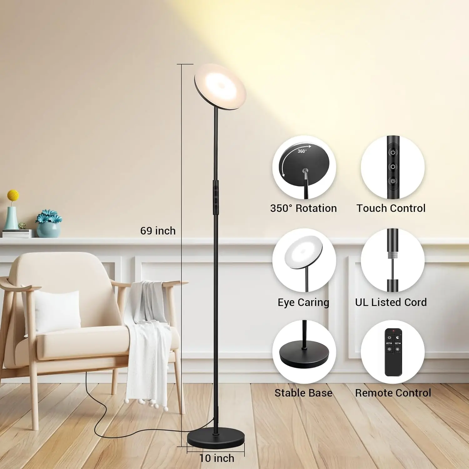 Modern Floor Lamp Ultra Bright Floor Lamp With Remote Control And Touch