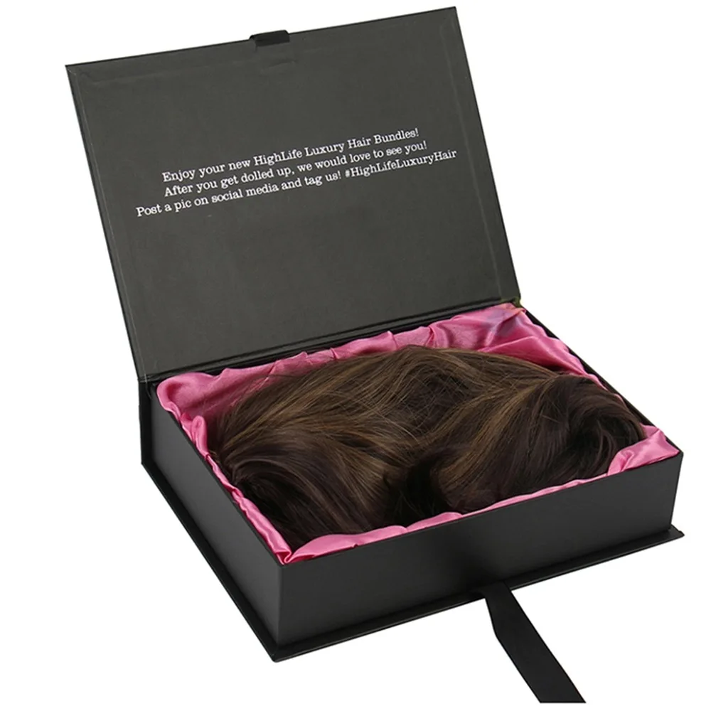custom design hair extension human packaging paper box with logo
