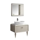 Elegant hotel floor standing bathroom vanity corner with wash basin