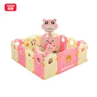 Hot Sale Factory Wholesale Plastic Pink Baby Play Folding Fence Playpen