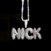 KRKC Custom Name Iced Out Letter Chain Fiamond Pendant Necklace Bubble CZ Jewelry Initial Crystal Letter Pendants
