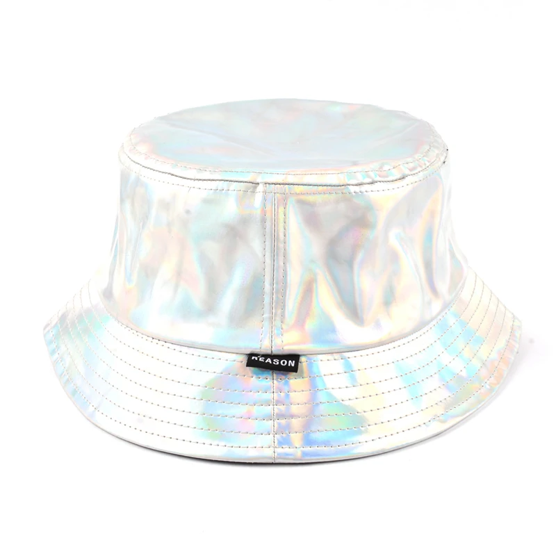 High fashion uv sun protection shade pvc reflective hologram water proof plain fishing bucket hat with logo