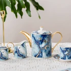 Coffee New Bone China Coffee Cups Tea Pot Blue Ceramic Tea Set
