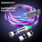 2019 hot sale wholesale Visible luminous Flowing 3 in 1 universal magnetic charger cable usb for micro/ios/type c