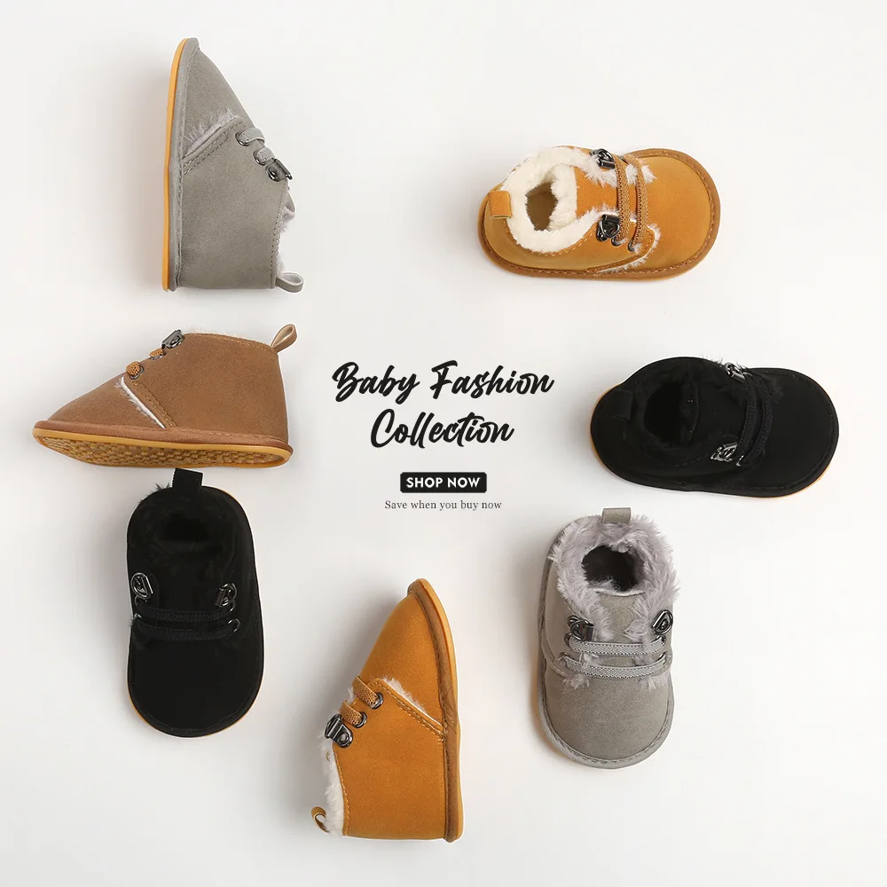 2020 Winter Warm Baby Boots Add Plush Shoes With Soft Sole Newborn Baby Shoes supplier