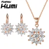 CZ Diamond Bridal Jewellery Set Snow Flower Simple Style Necklace and Earrings