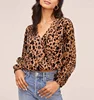 Best Choose Amazon's Tops Designs Ladies Shirt Women Burnout fabric Leopard Autumn Blouse